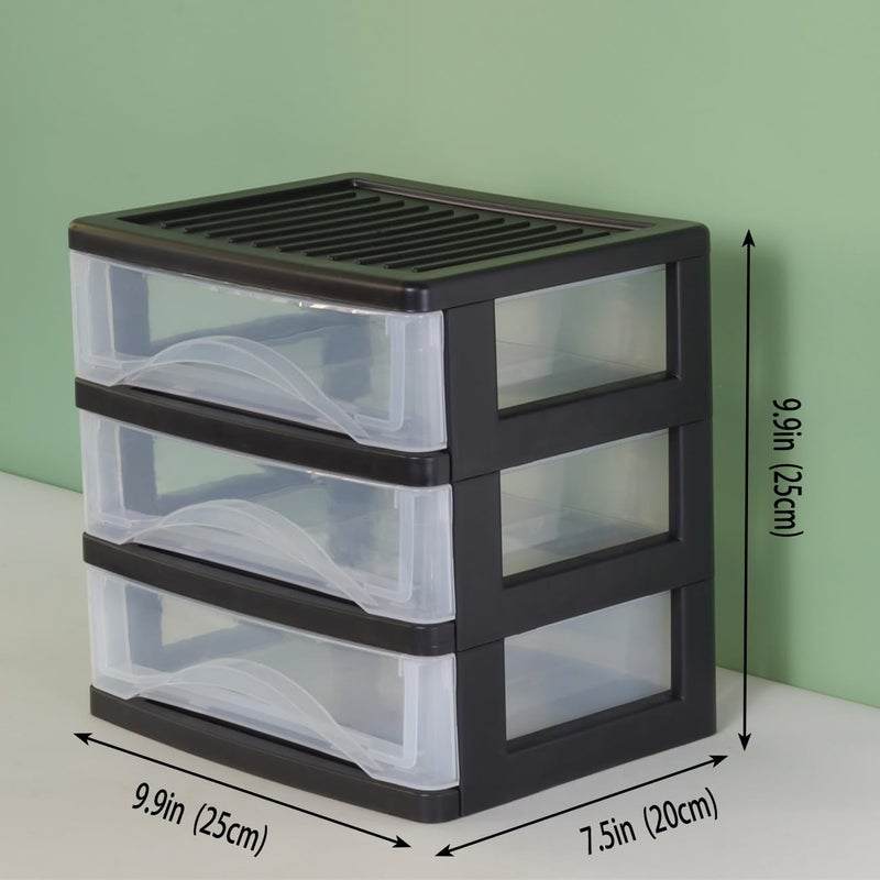 BYCY 3 Drawer Clear Stacking Desktop Organizer, Plastic Drawer Storage Container for Stationery Art Craft Supplies, Stackable Storage Drawers Make up Organizer for Office Supplies, School, Home - Image 3